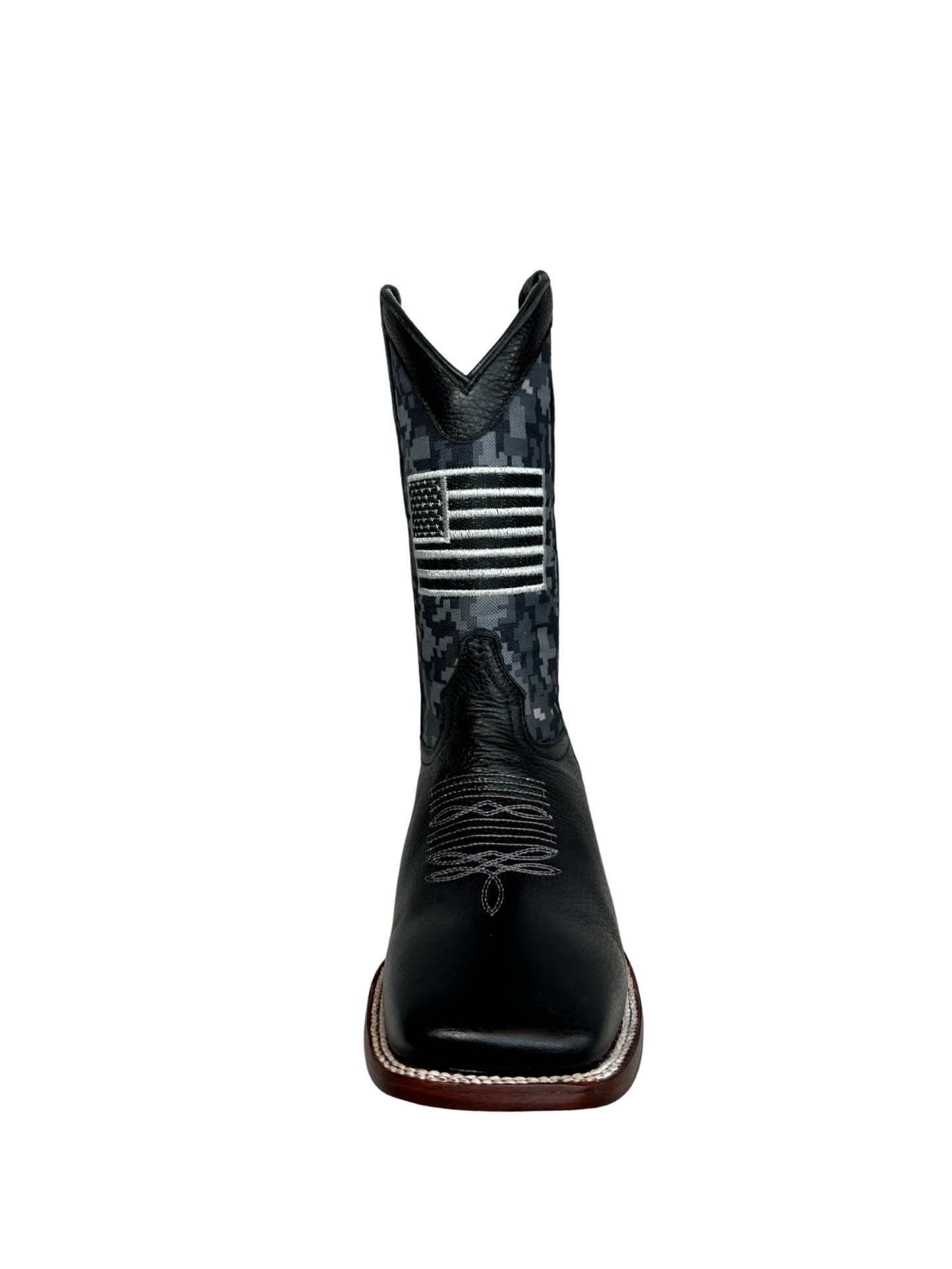 Los Angeles Black Leather Sqaure Toe Boot