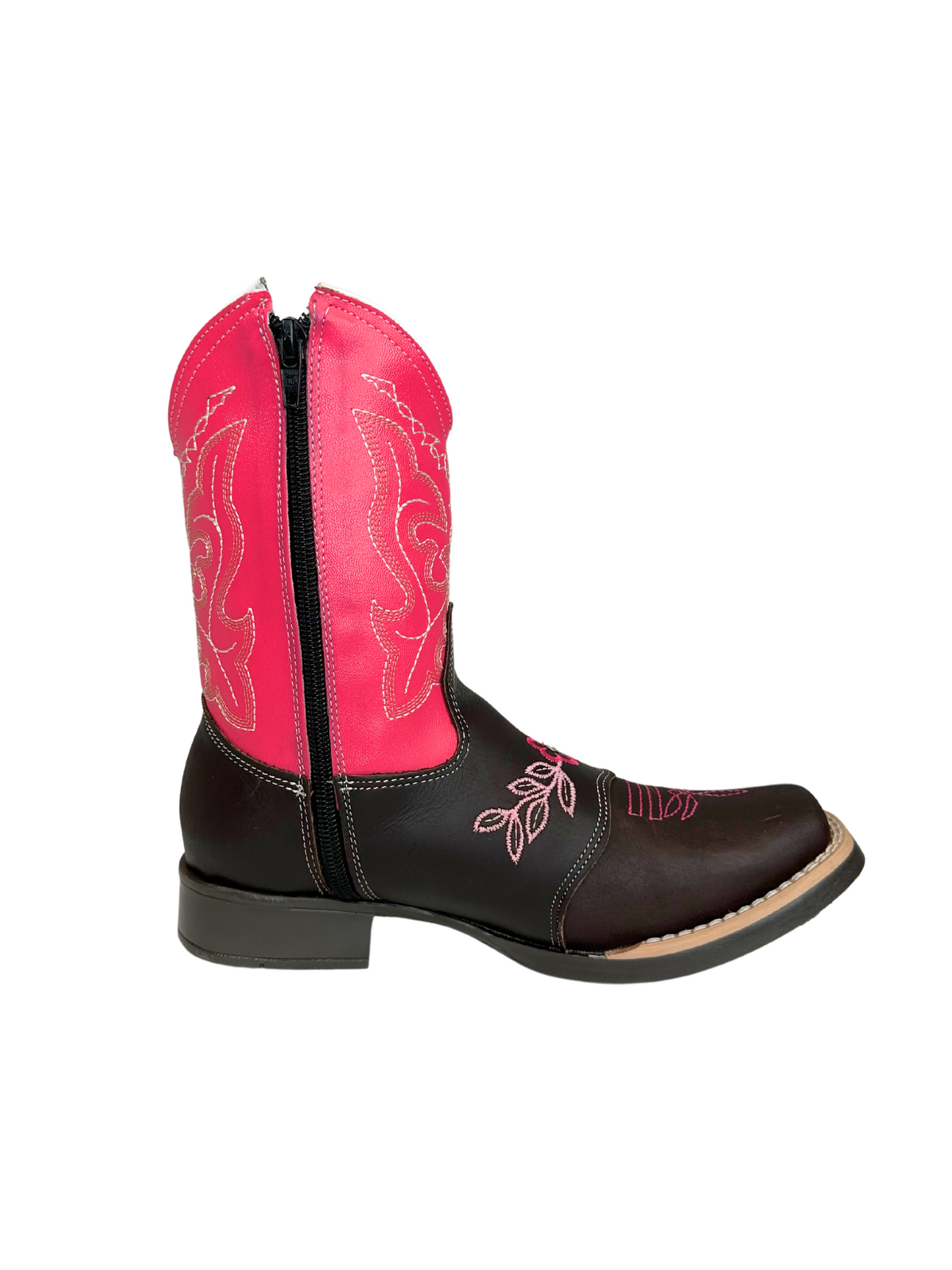 Chaparral Girl's Brown & Pink Stitched Boot