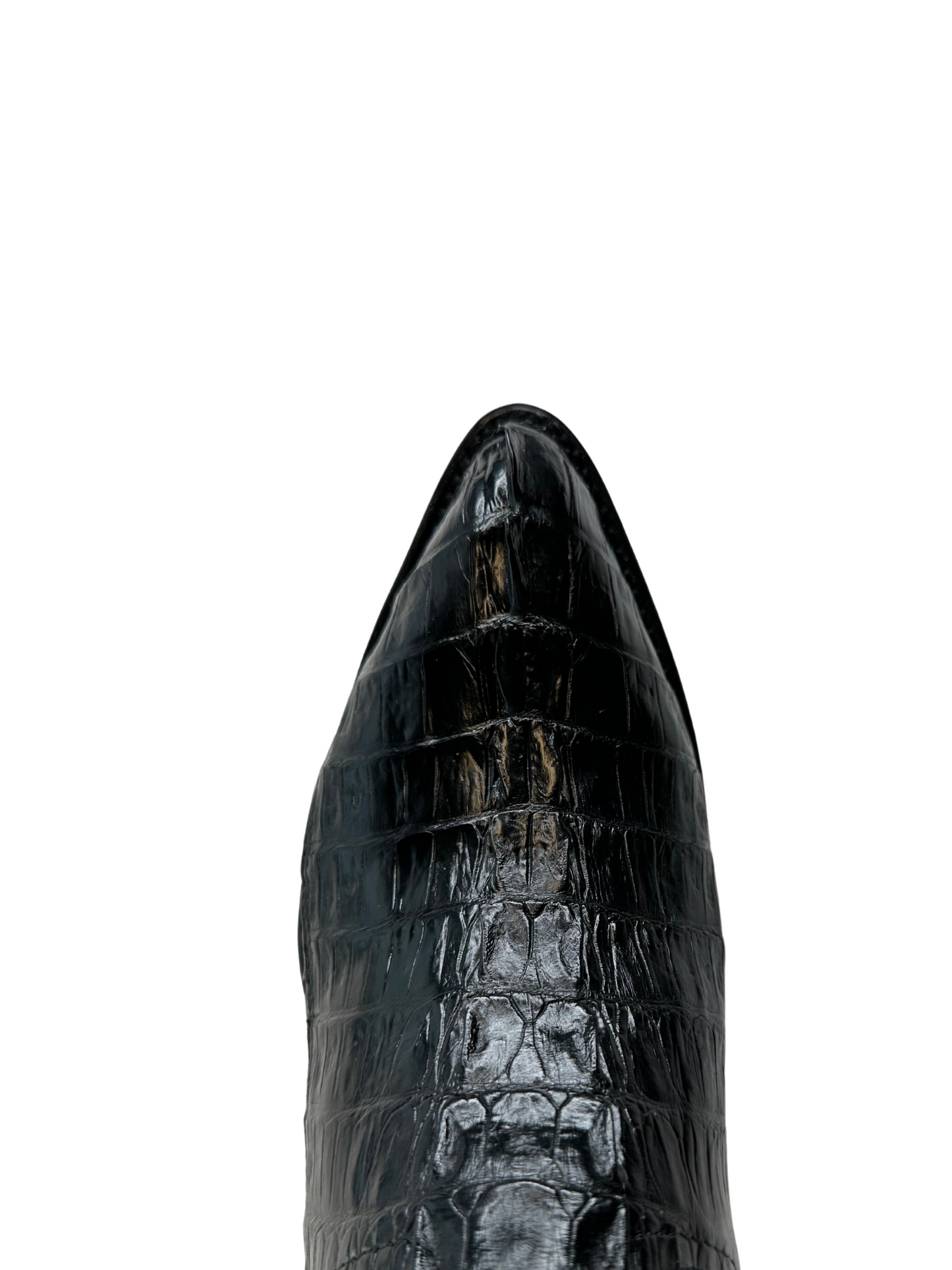 Los Altos Black Genuine Caiman Tail J Toe Boot