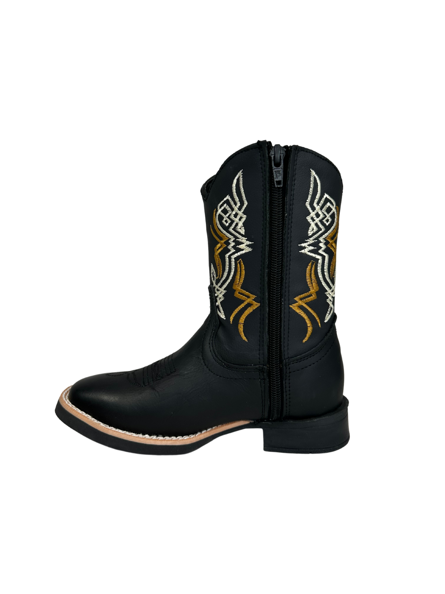 A&A Kid's Black Gold Stitched Boot
