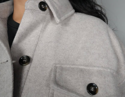 Women’s Woolie Faux Wool Cropped Shaket - Taupe