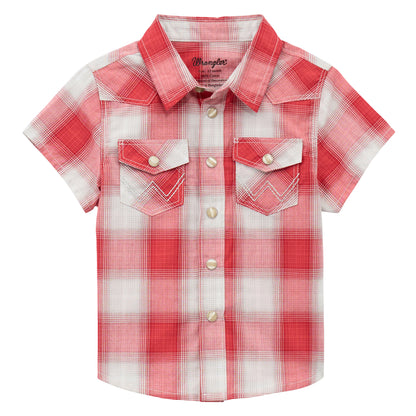 Wrangler Infant Slim Fit Short Sleeve Button Down Shirt - Cherry