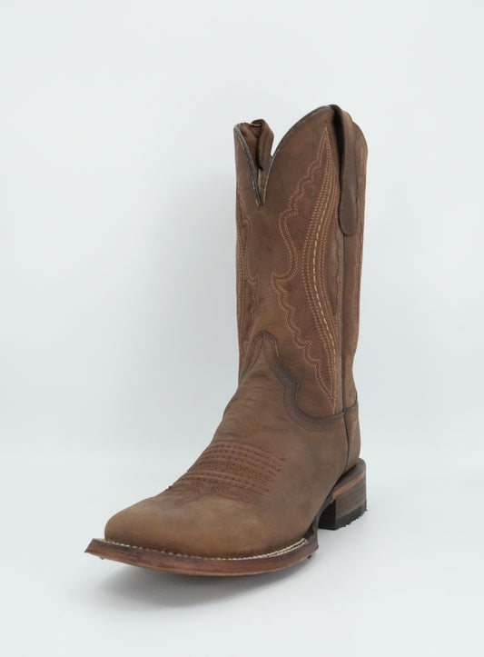 Circle G Men’s Leather Chocolate Embroidery Wide Square Toe Boot