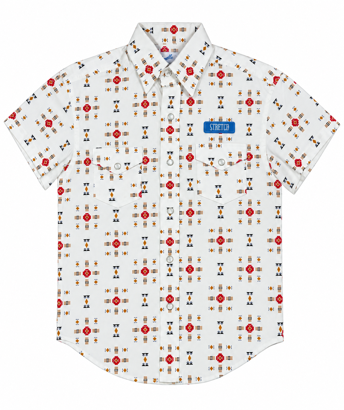 Panhandle Slim Boy's Short Sleeve Button Down Shirt - White/Tan