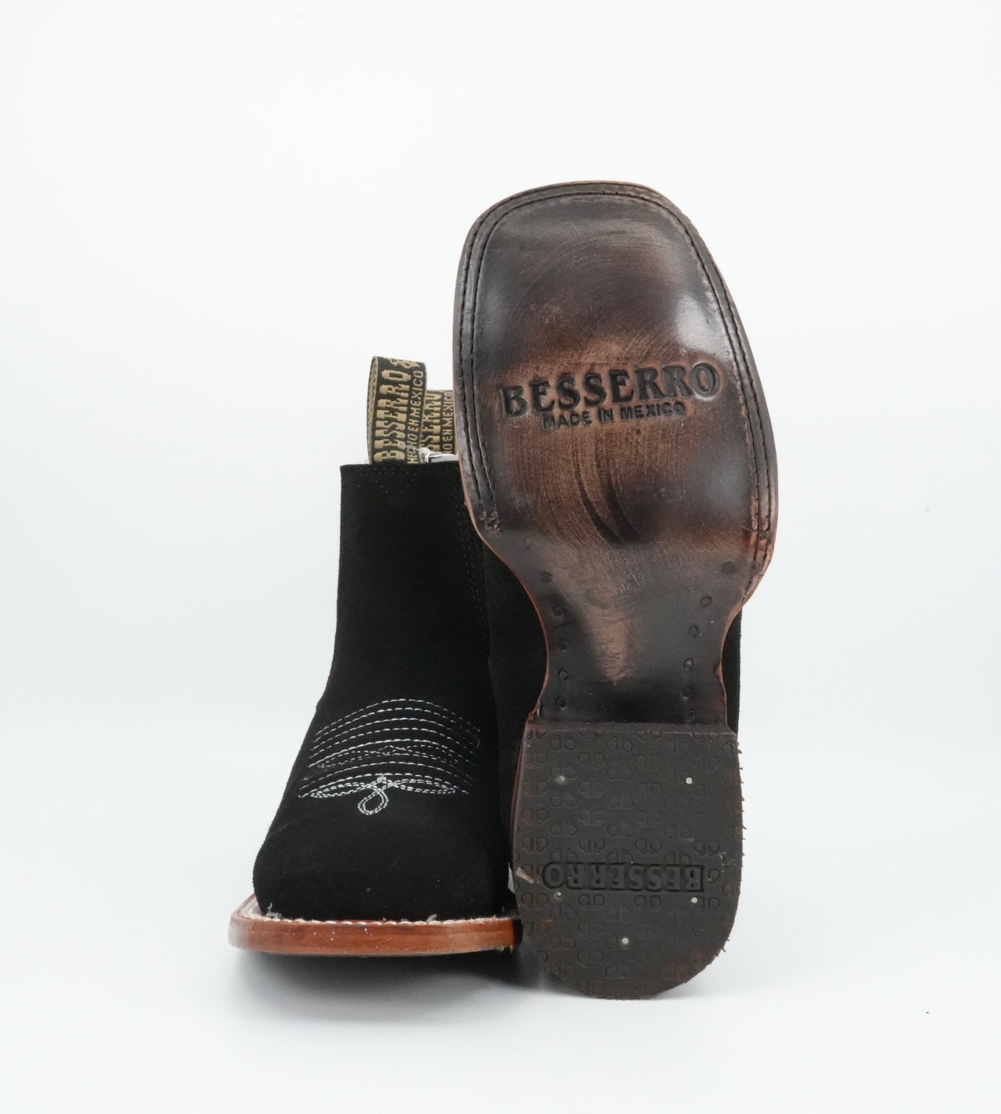 Besserro Jr’s Nobuck Black Square Toe Short Boot