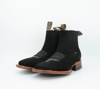 Besserro Jr’s Nobuck Black Square Toe Short Boot