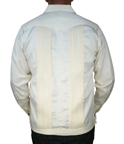 Copacabana Men's Long Sleeve Polyester Guayabera - Bone