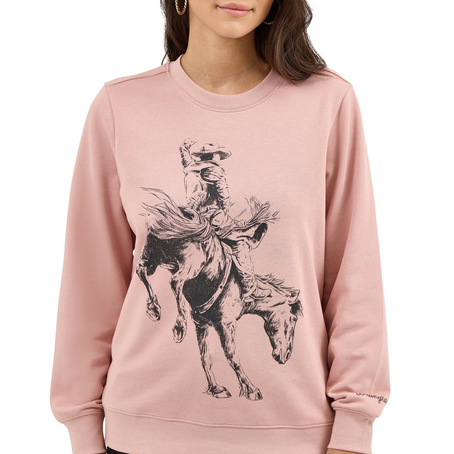 Wrangler Women's Misty Rose Rodeo Graphic Crew Sweatshirt