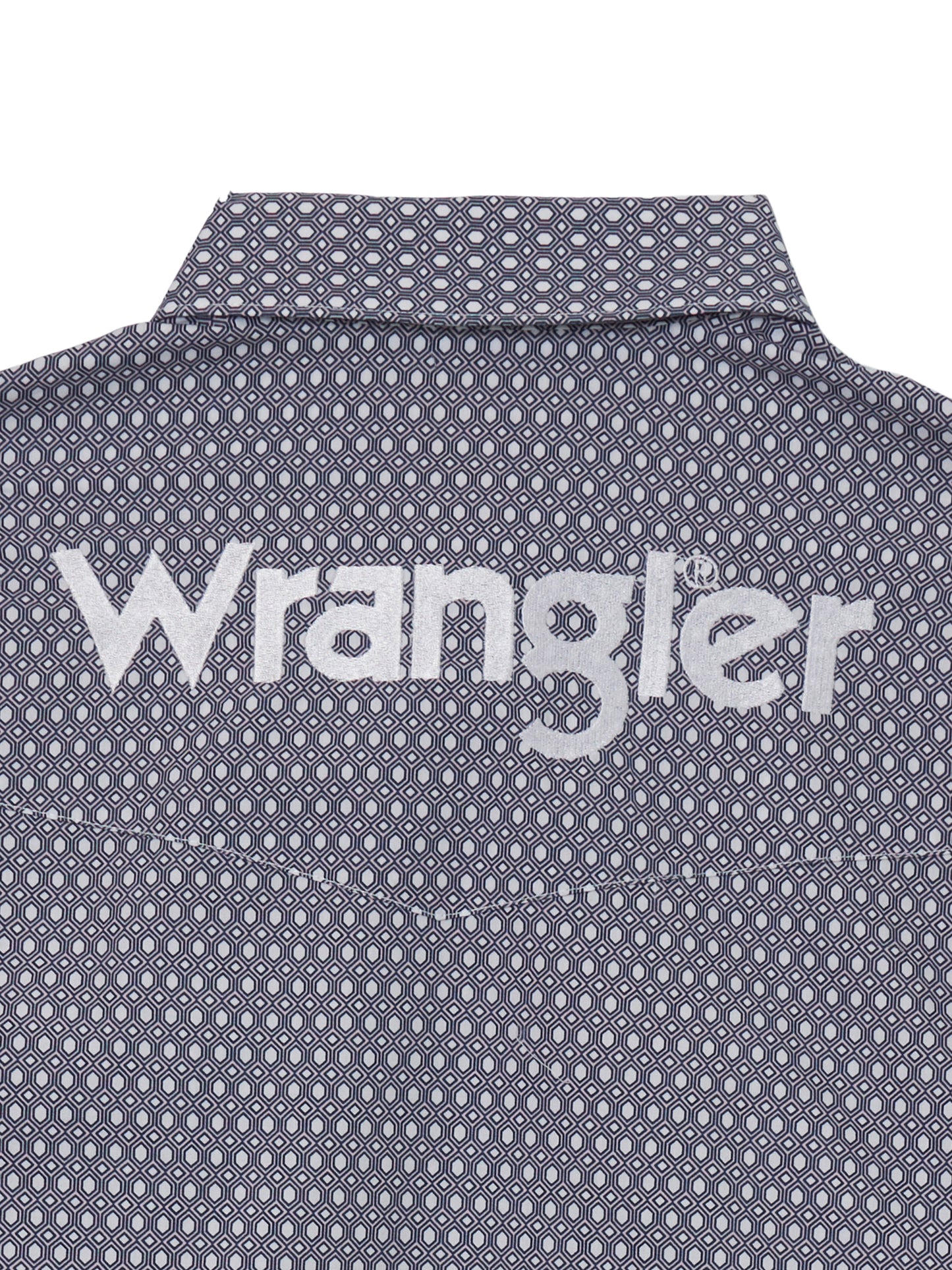 Wrangler Men's Logo Print Navy Long Sleeve Button Down Shirt