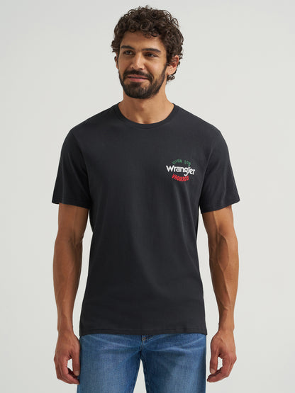 Wrangler Men's Mexico Horse Rider Graphic Short Sleeve Black T-Shirt