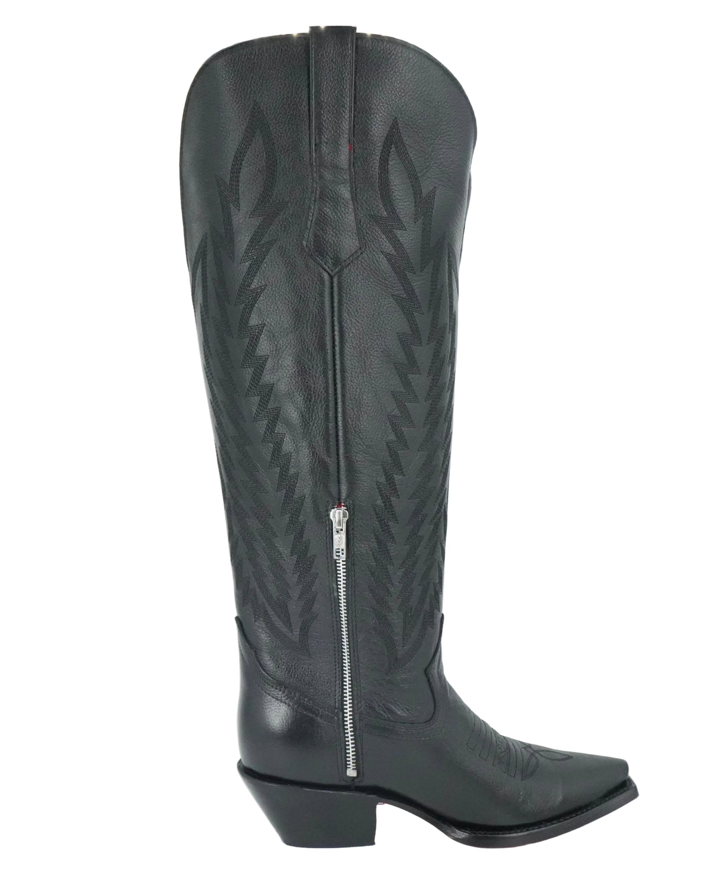 Rock'em Women's Gia Tall Wide Calf Snip Toe Boot - Black Red Bottom