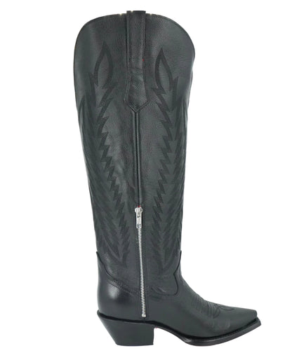 Rock'em Women's Gia Tall Wide Calf Snip Toe Boot - Black Red Bottom