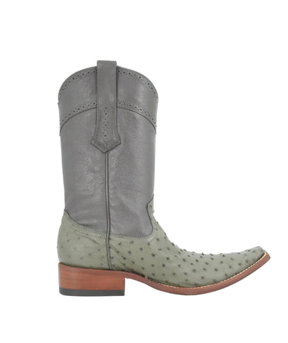 Cuadra Men's Ostrich Versache Toe Boot - Evergreen Fog