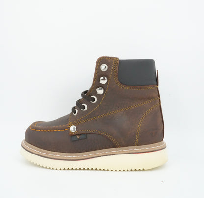 Hooch Kid's Work Boot Chocolate Moc Toe Boot