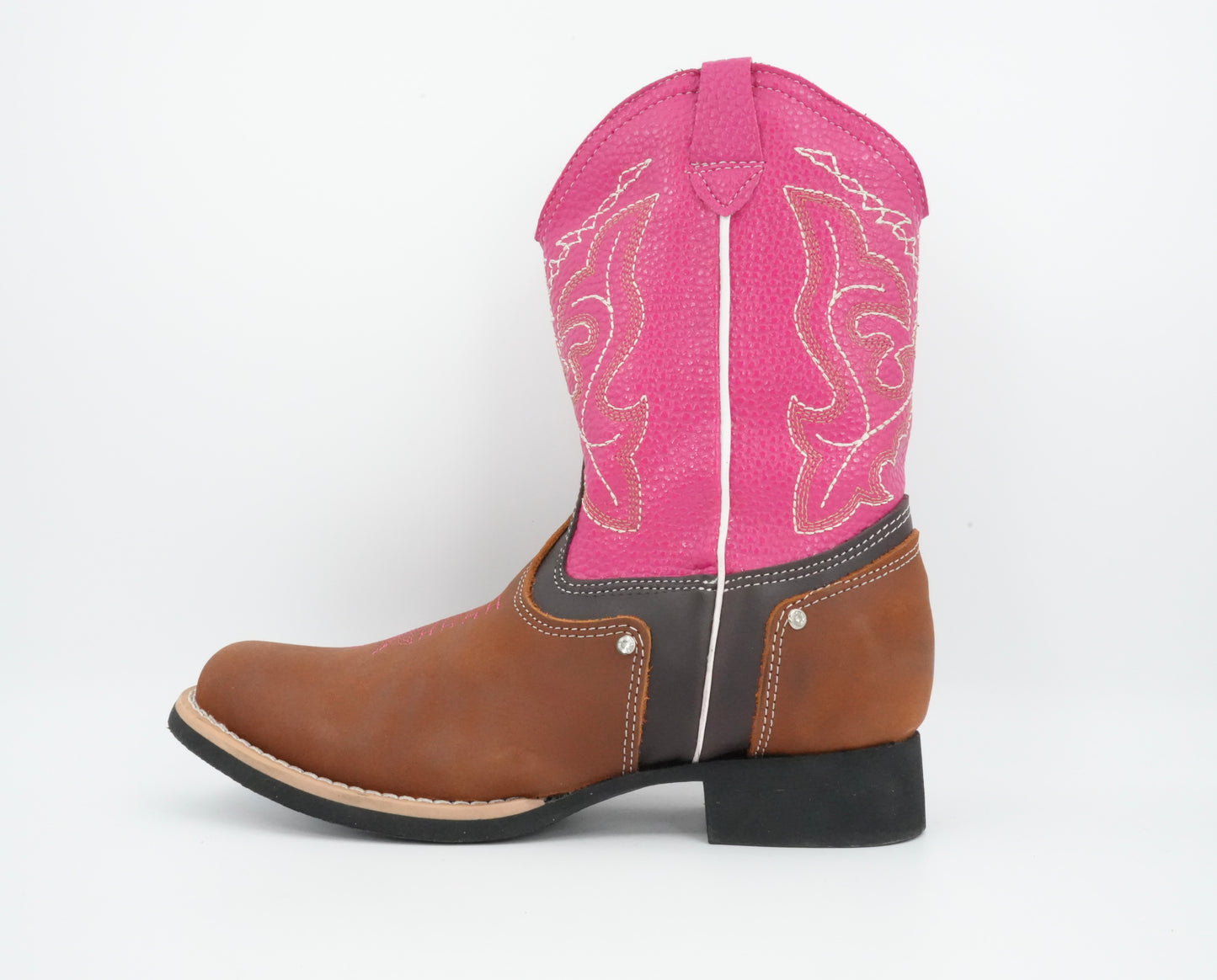 Chaparral Girl’s Crazy Brown/Pink Stitched Boot