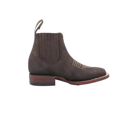 Los Angeles Women’s Nobuck Wide Square Toe Short Boot - Brown