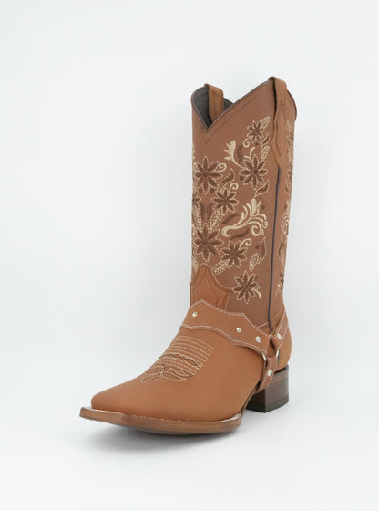 La Sierra Women's Strapped Square Toe Boot - Brown