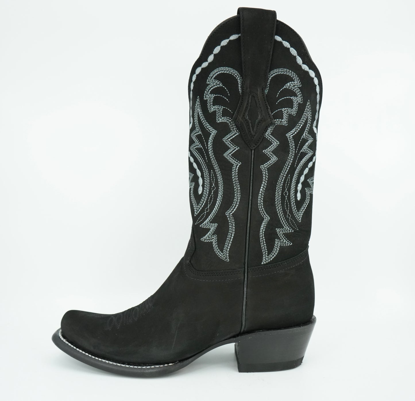 Wild West Women's Nobuck Black Semi Square Toe Dubai Boot