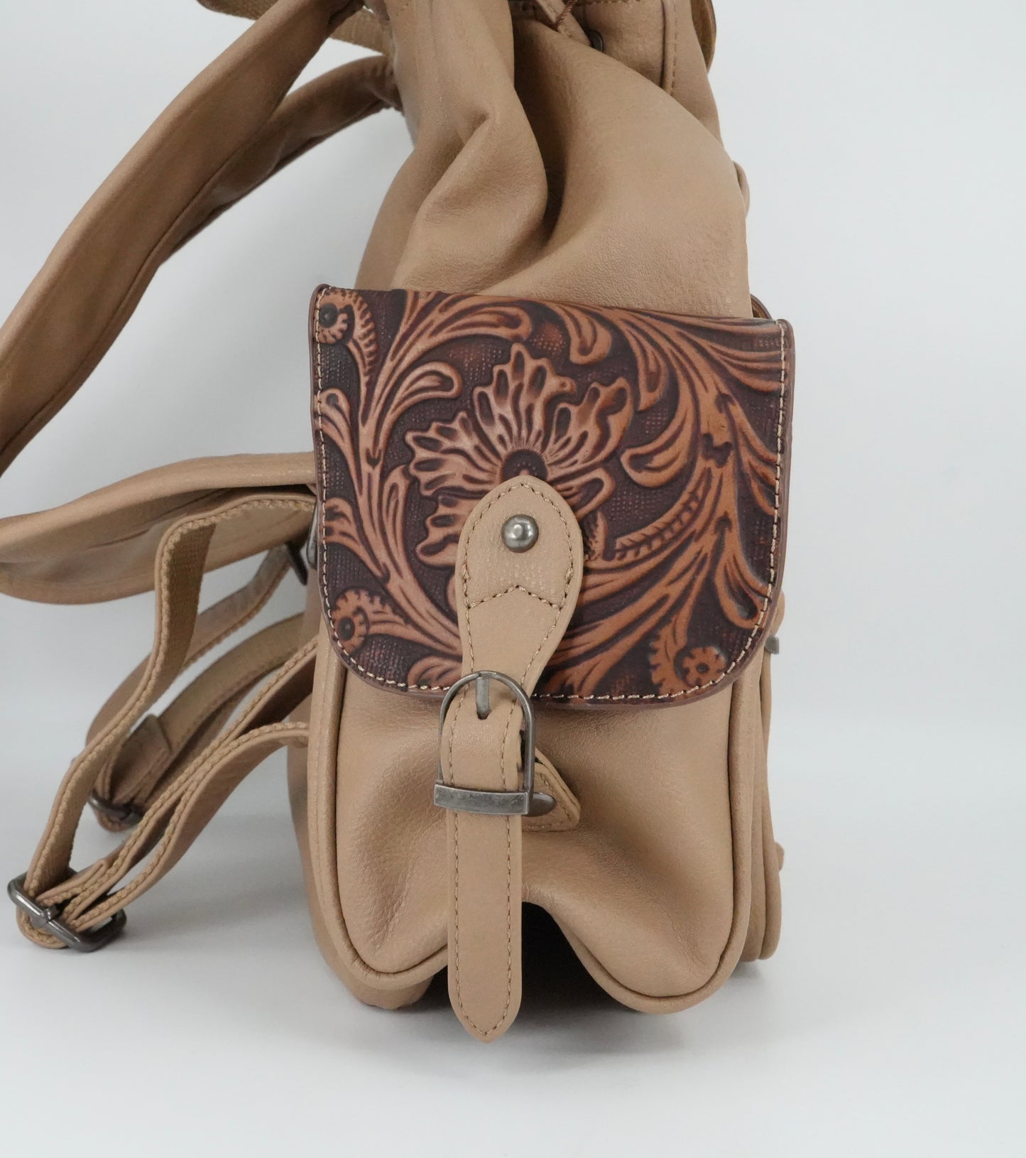 Wrangler Vintage Floral Tooled Backpack - Khaki