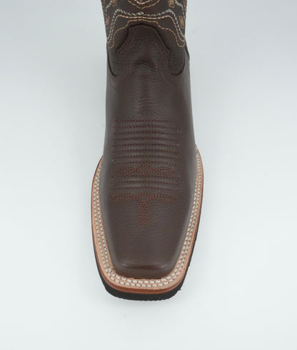 Wild West Men’s Grisly Brown Leather Square Toe EVA Sole Boot