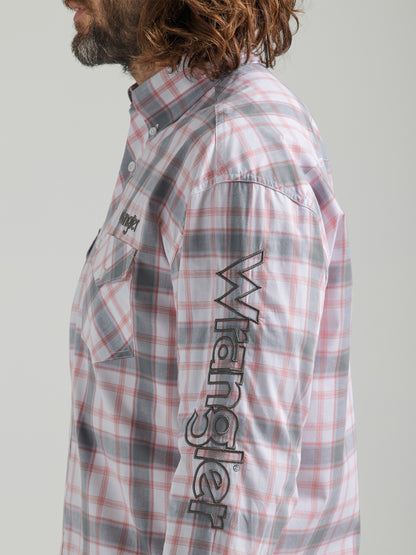 Wrangler Men's Logo Long Sleeve Button-Down Light Pink/Gray