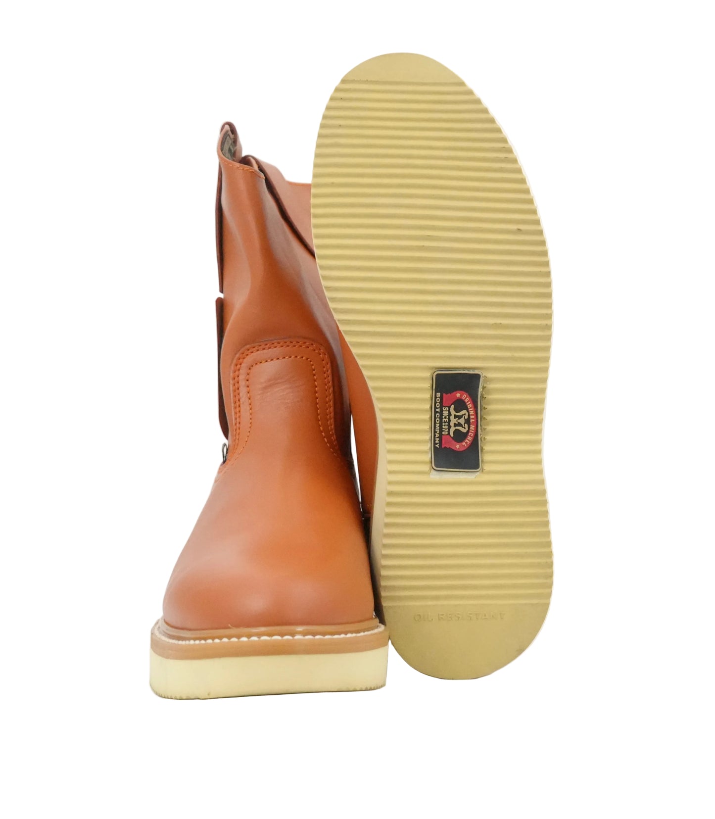 Original Michel Men's Pull Up Fine Line Sole Oval Toe Work Boot - Honey