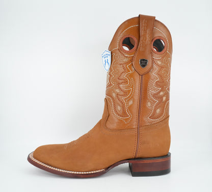 Wild West Botas Nobuk Camel con punta cuadrada para hombre