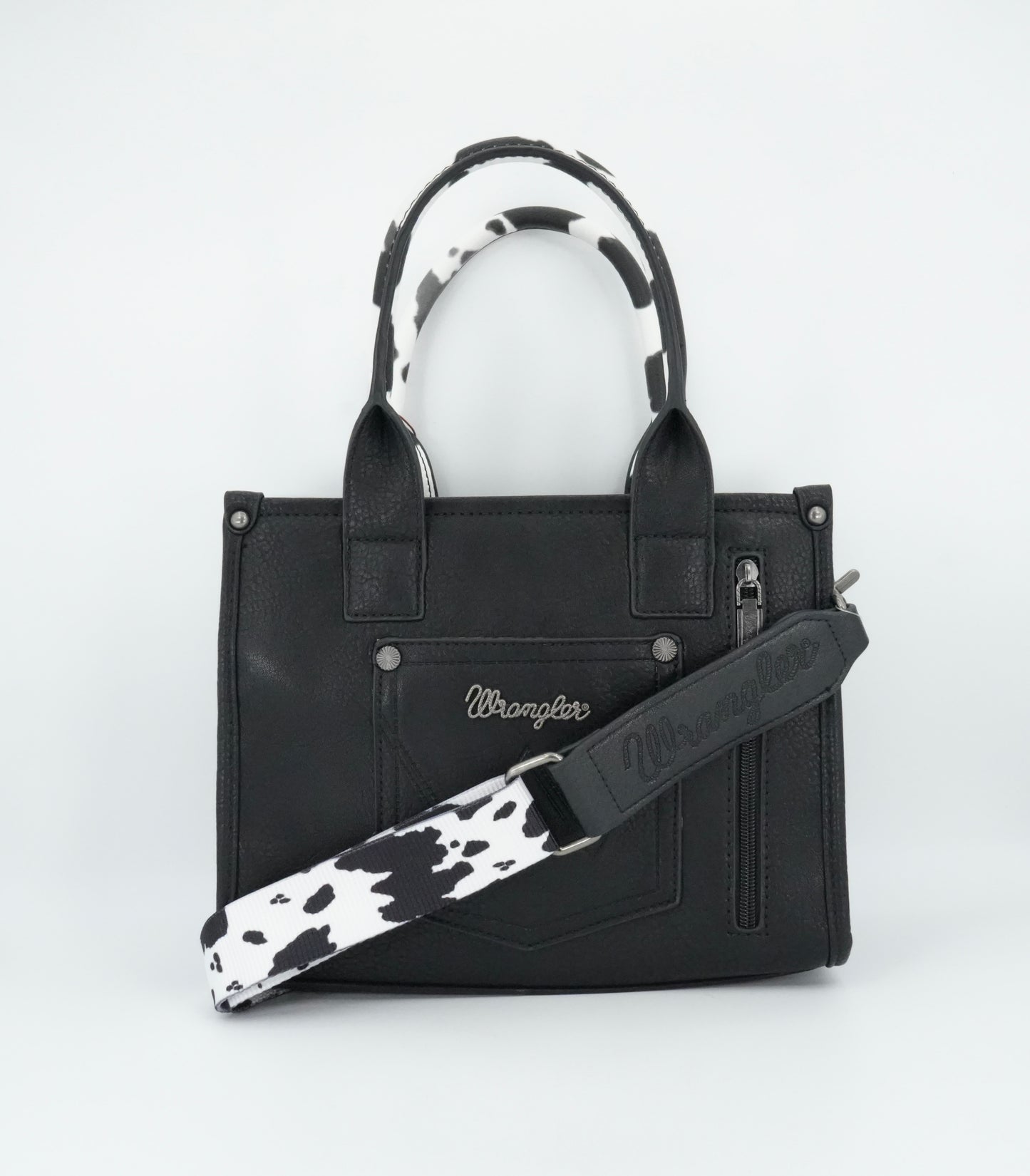Wrangler Cow Print Concealed Carry Tote/Crossbody - Black