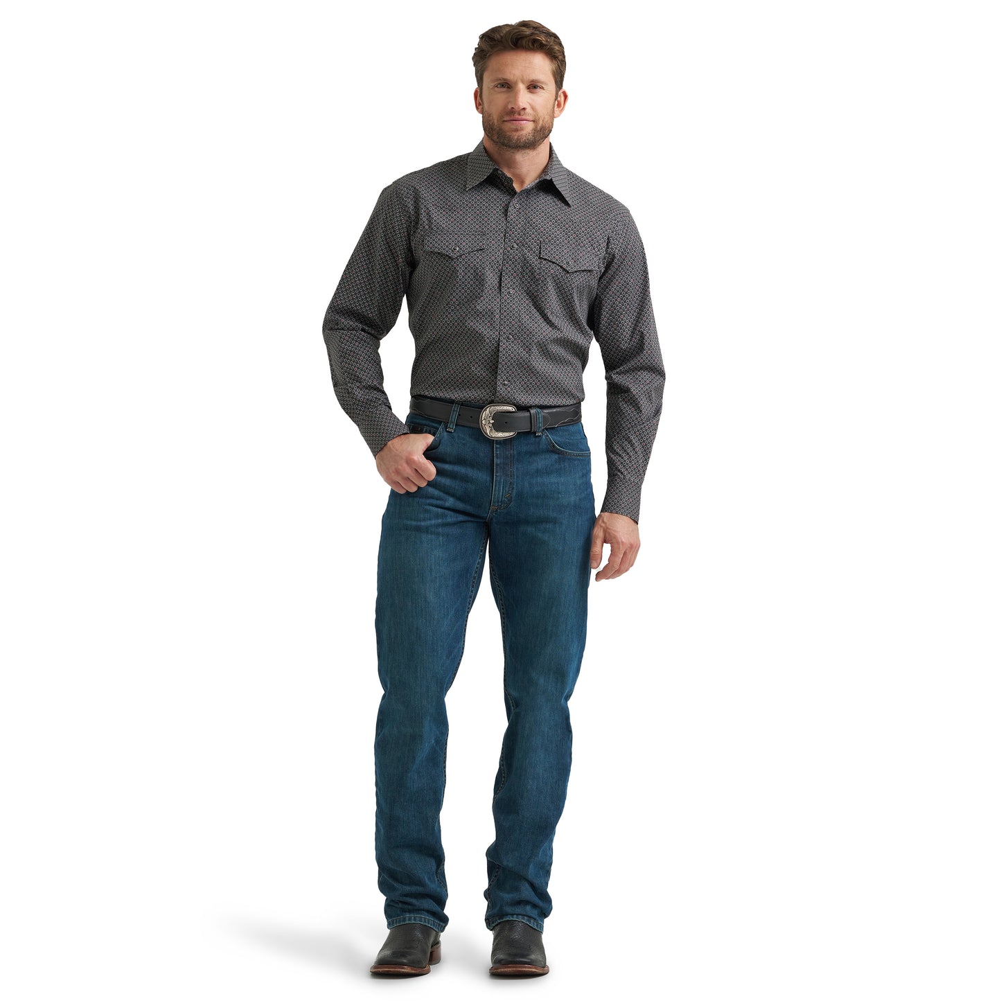 Wrangler 20X Men's Competition Long Sleeve Button Down - Dark Shadow