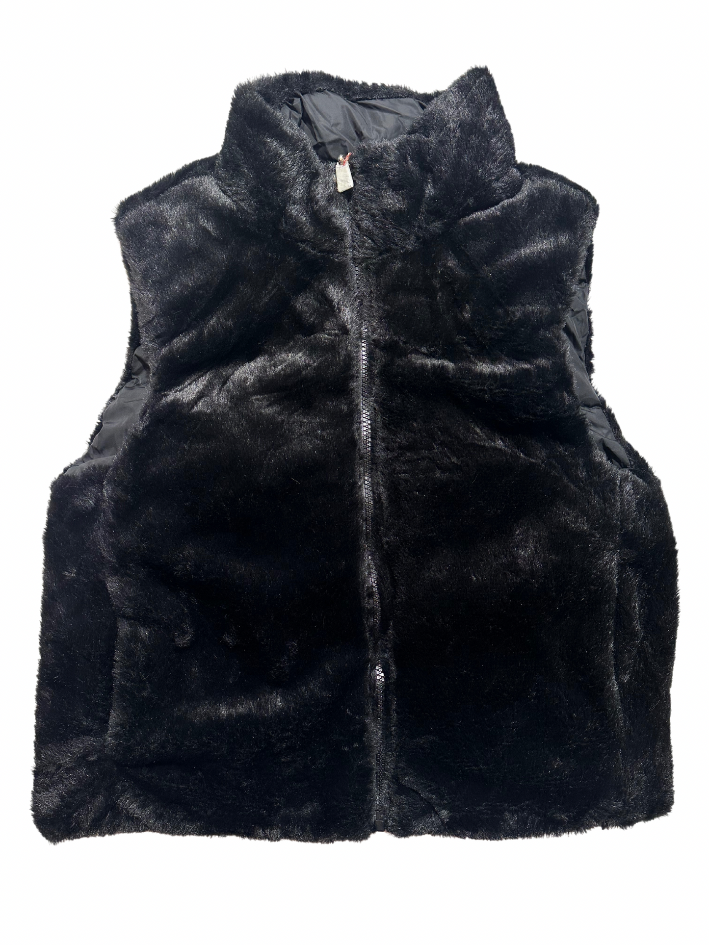 Blashe Reversable Fuzzy Zip Up Vest - Black