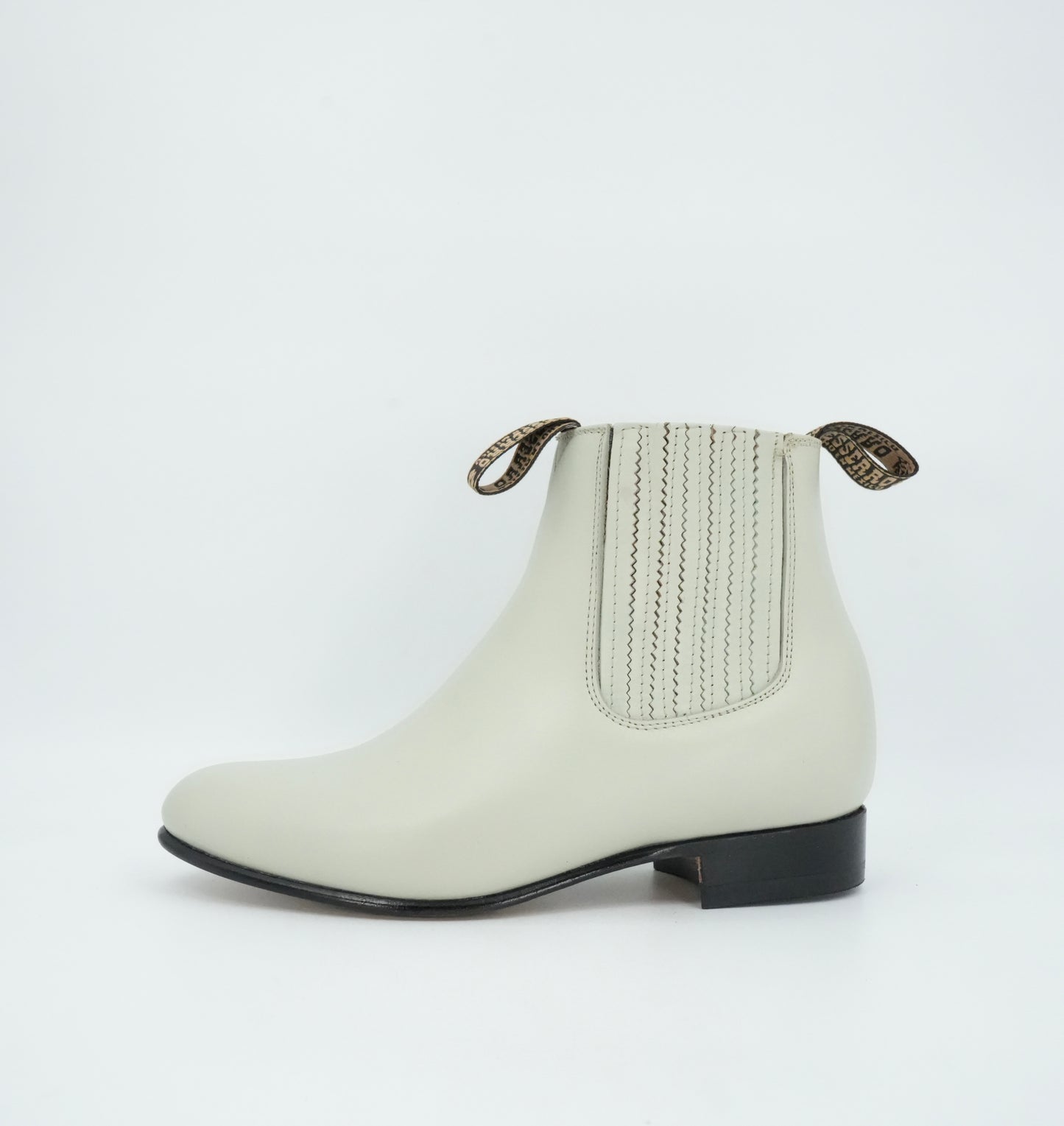 Besserro Kid's Leather Charro Short Boot - Bone