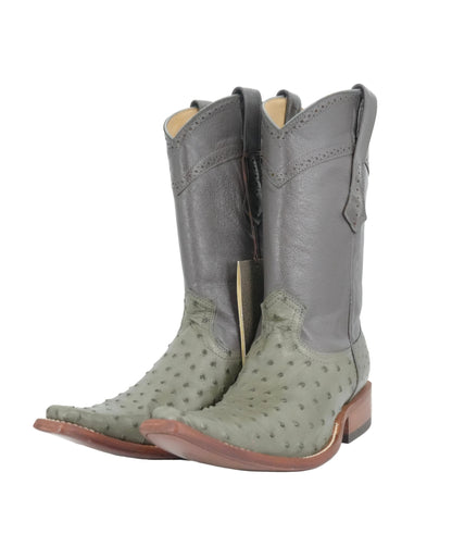 Cuadra Men's Ostrich Versache Toe Boot - Evergreen Fog
