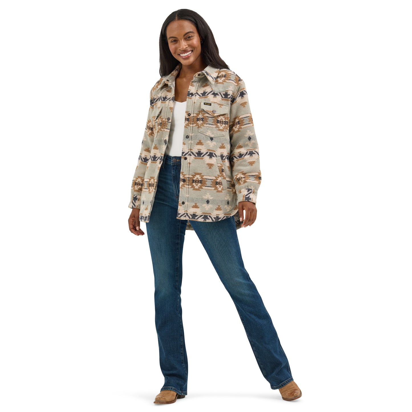 Women's Wrangler Quilt Lined Jacquard Shacket - Pale Green