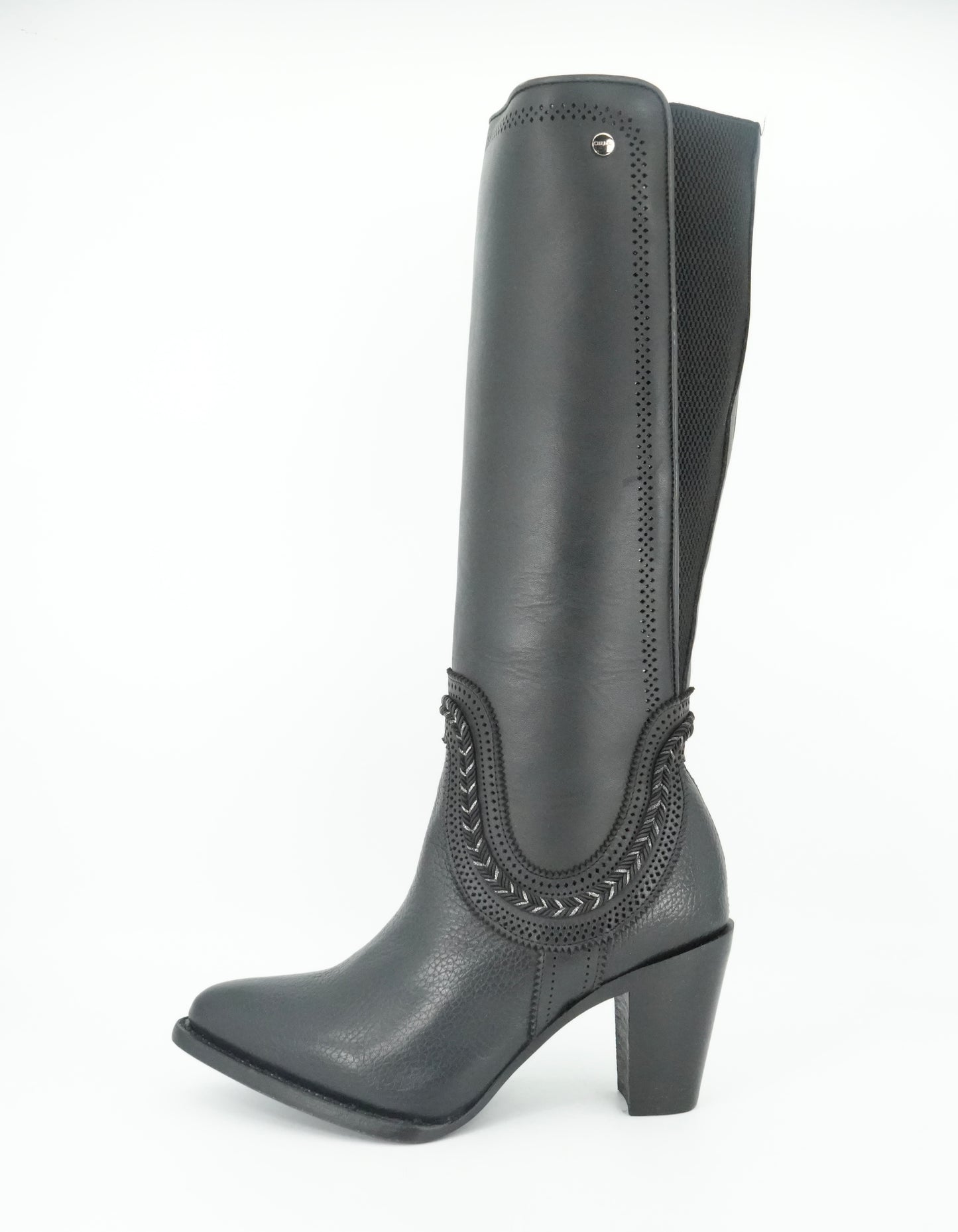 Cuadra Women's Bovine Laser Round Toe Leather Boot - Black