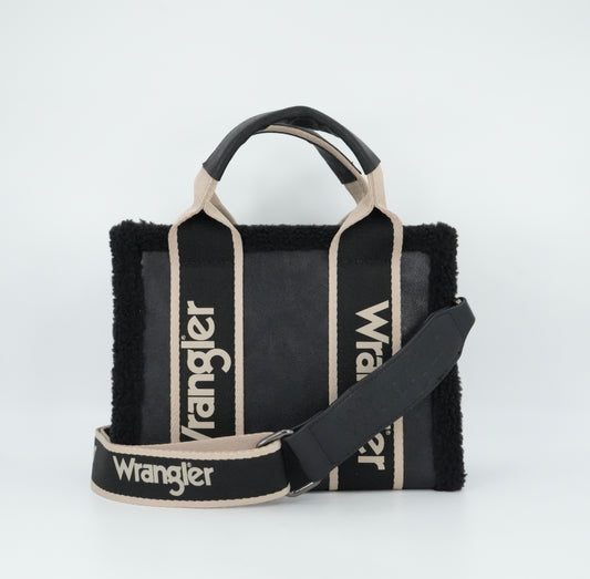 Wrangler Sherpa Small Canvas Tote/Crossbody - Black