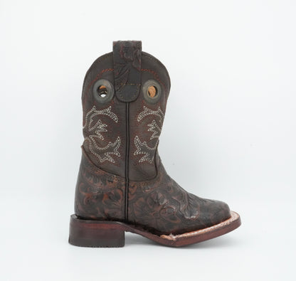 Chaparral Kid’s Hand Tooled Print Rustic Brown Boot