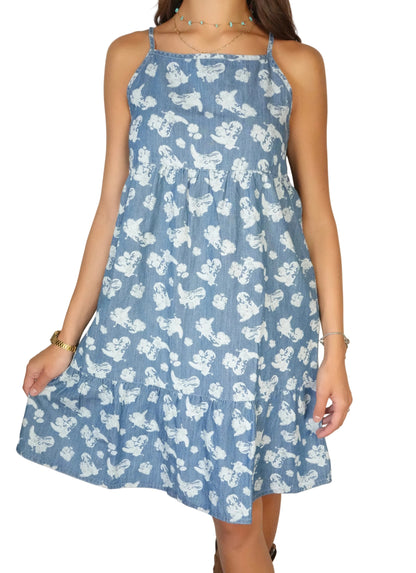 Wrangler Girl's Printed Denim Swing Dress - Blue