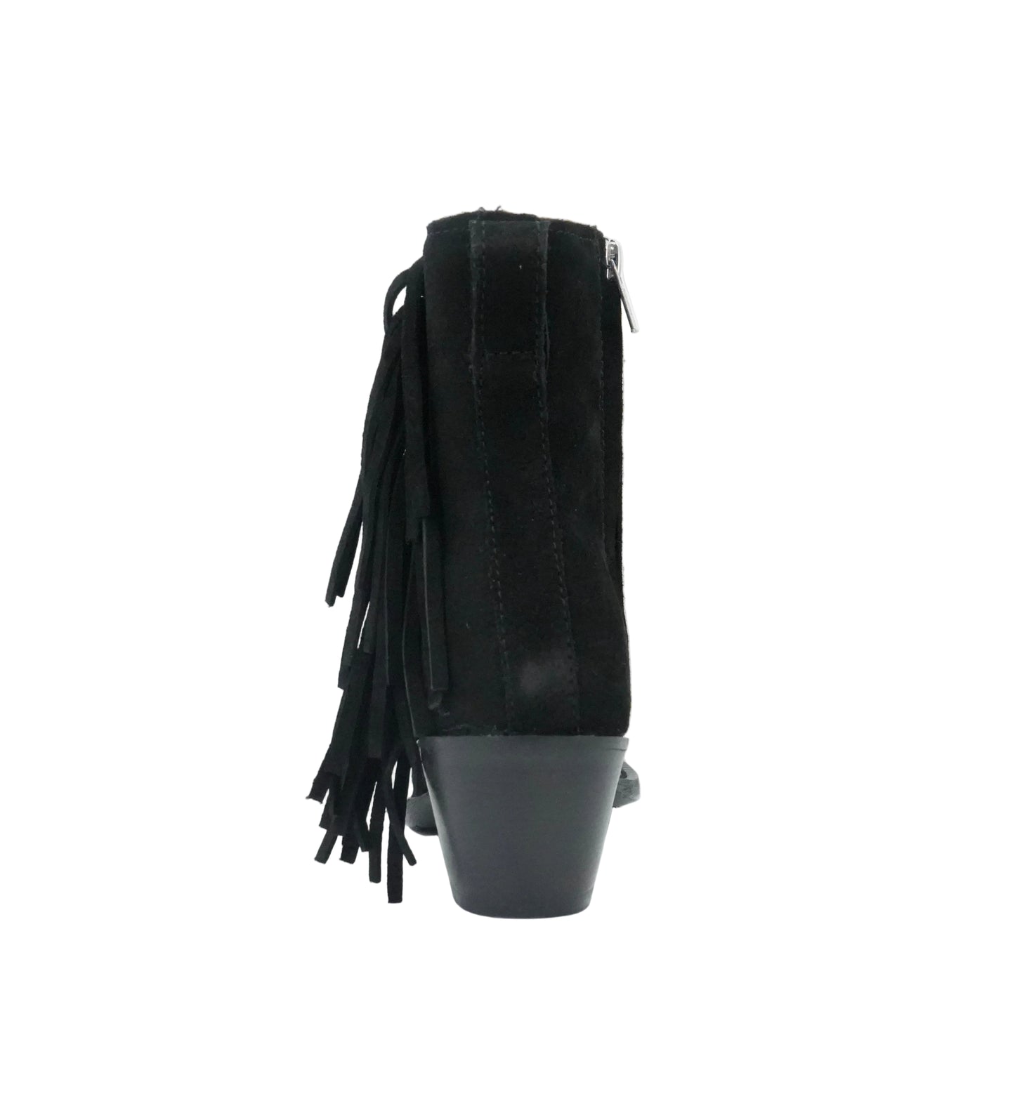 Justin Women's BEV Suede Fringe Snip Toe Short Boot - Black