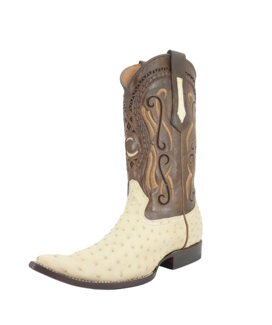 Cuadra Men's Genuine Ostrich Snip Toe Boot - Bone White