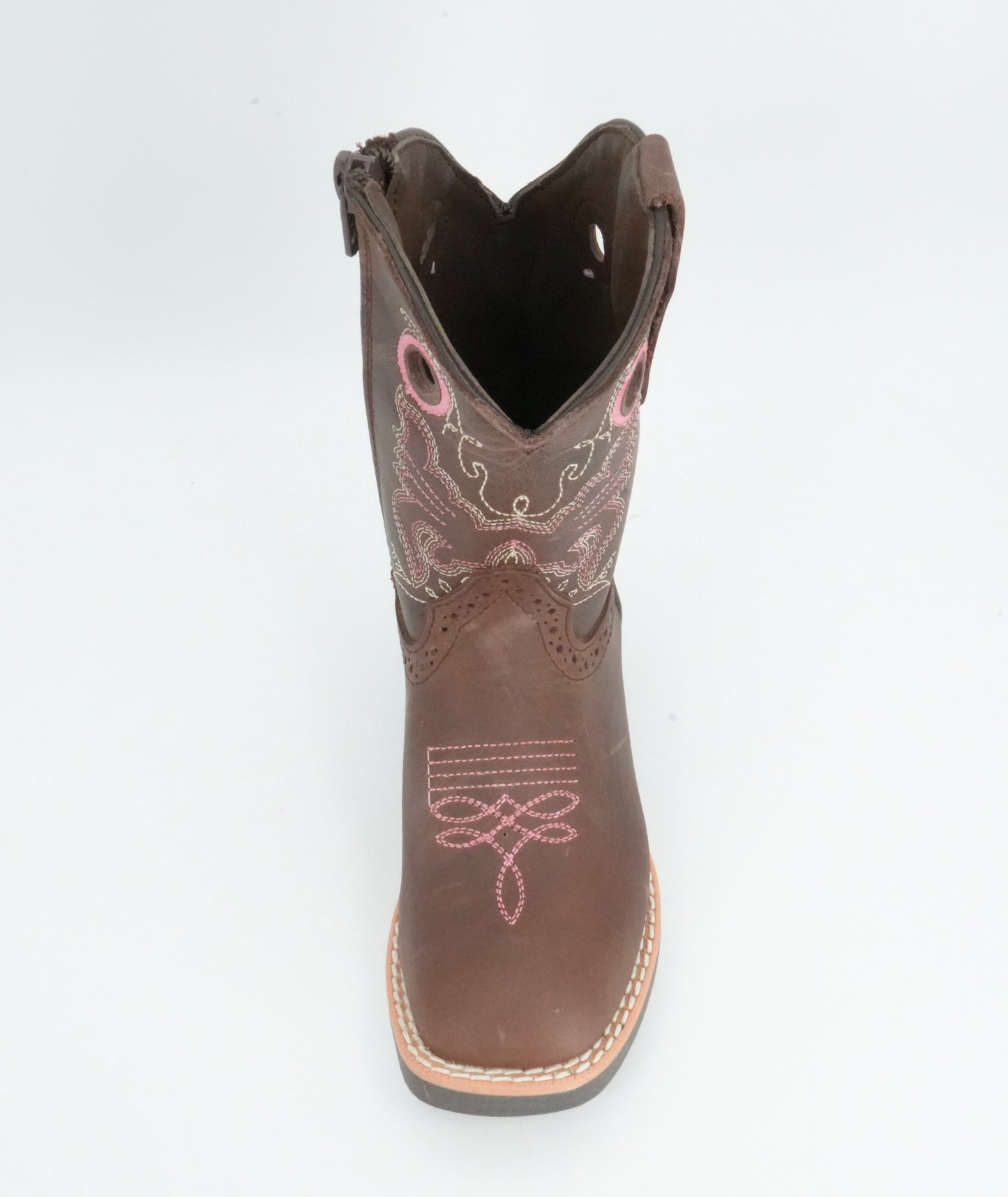 Black Stone Kid's Crazy Brown Pink Stitched Boots