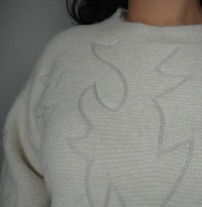 Blue B Women’s Western Boot Stitch Sweater - Cream