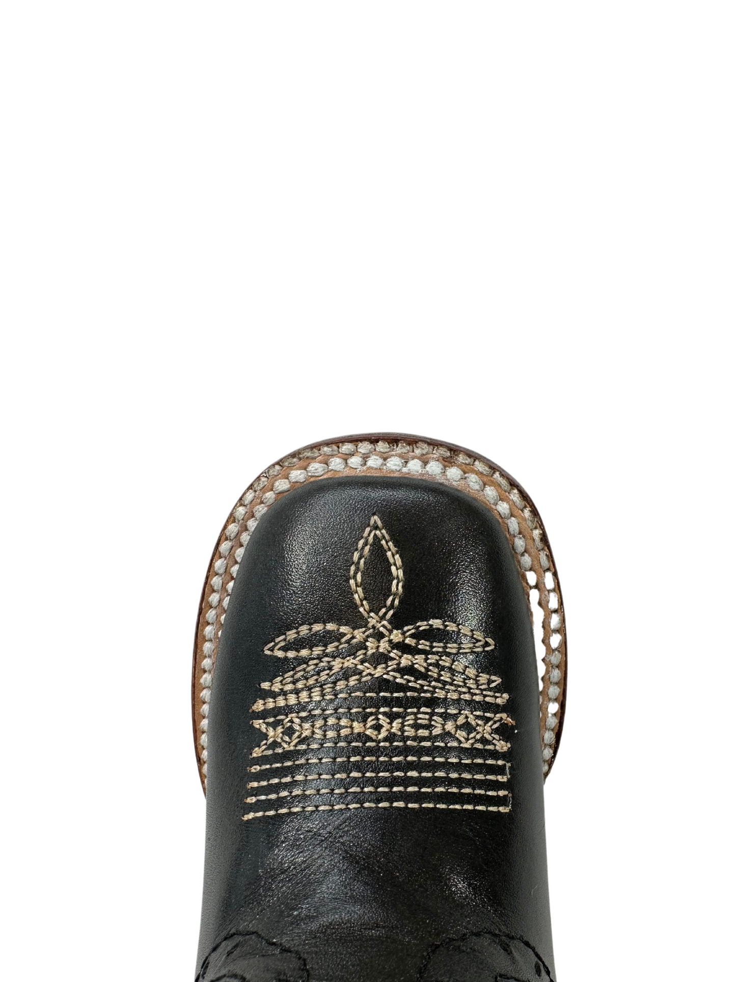 Hooch Girl's Black Leather Gold Stitched Boot