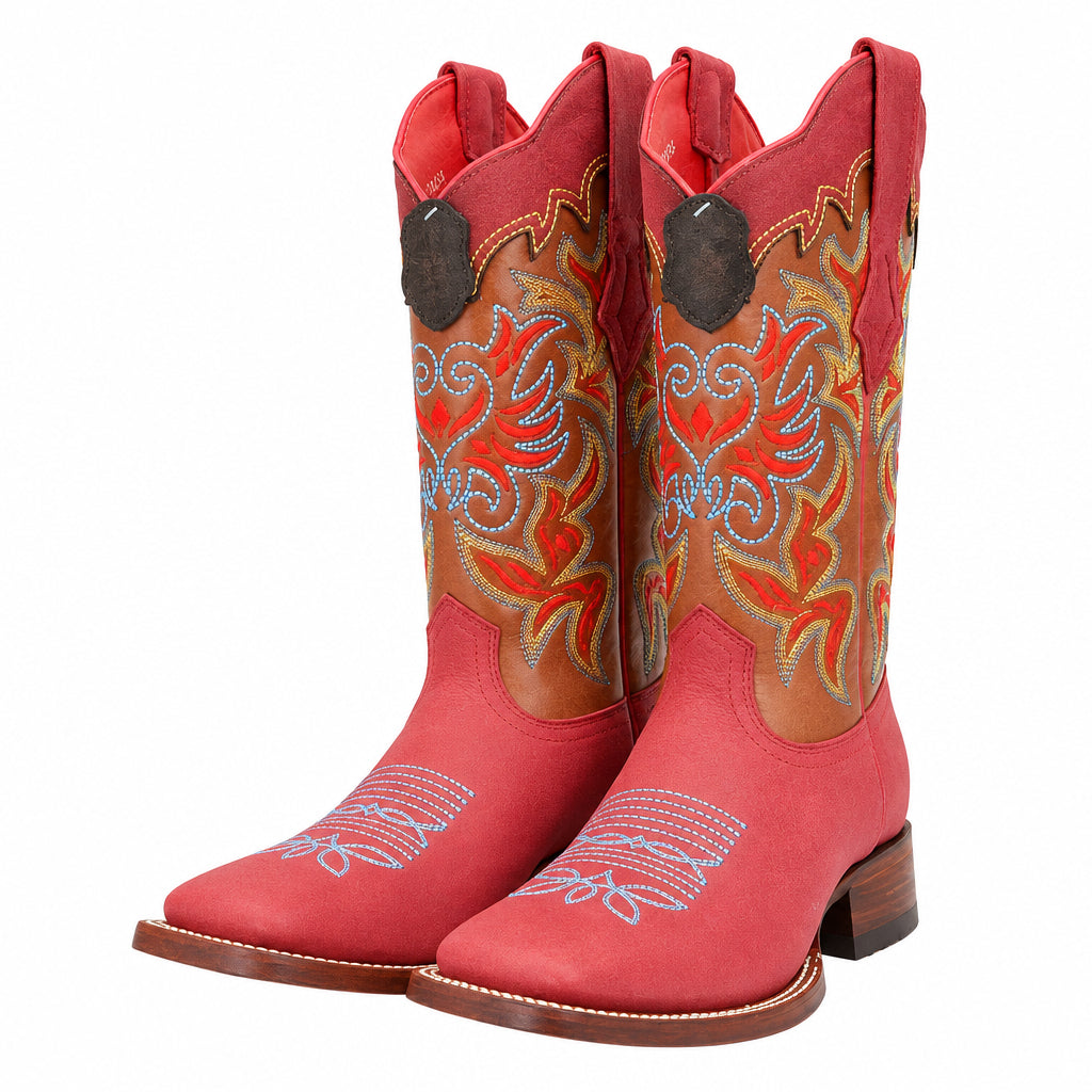 Los Altos Women's Boots Multi Color Stitch Work Boot - Red