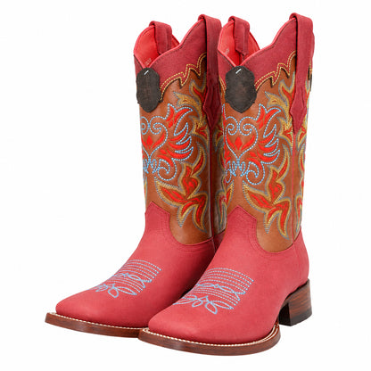 Los Altos Women's Boots Multi Color Stitch Work Boot - Red