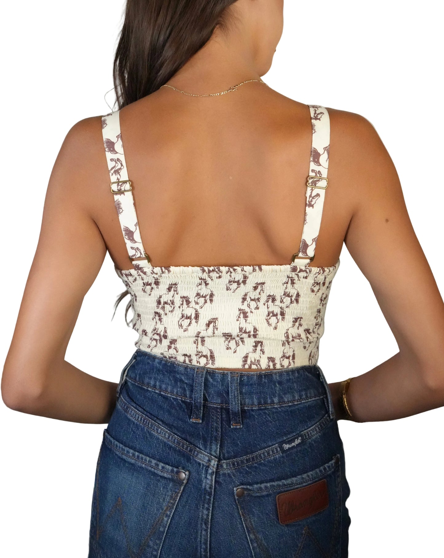 Rock & Roll Denim Women's Horse Print Tank Top - Natural