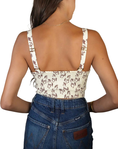 Rock & Roll Denim Women's Horse Print Tank Top - Natural