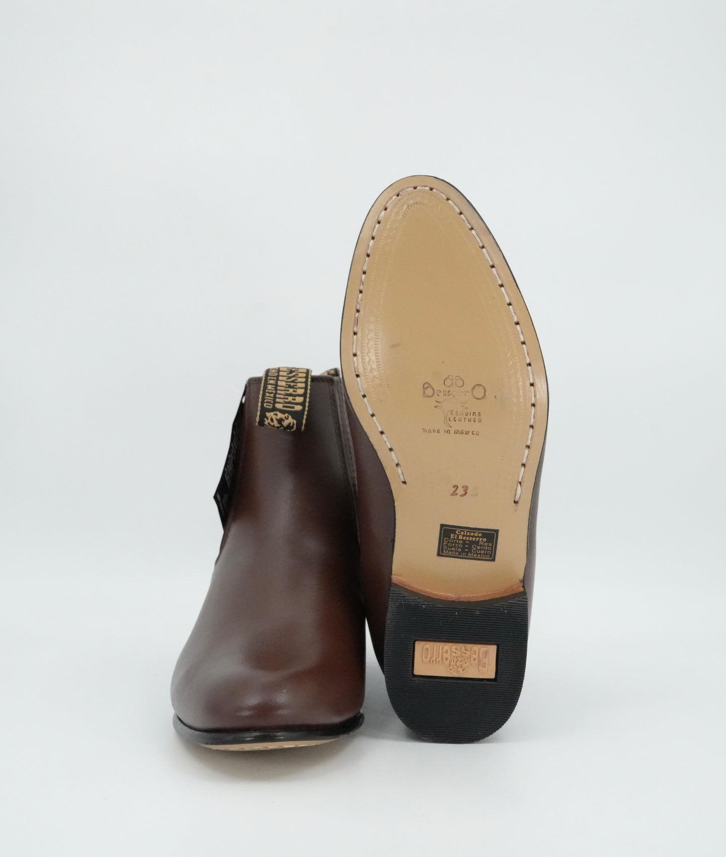 Besserro Kid's Leather Charro Short Boot - Brown