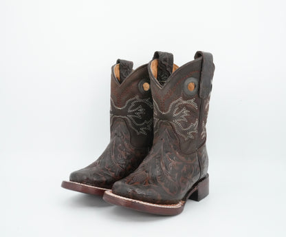 Chaparral Kid’s Hand Tooled Print Rustic Brown Boot