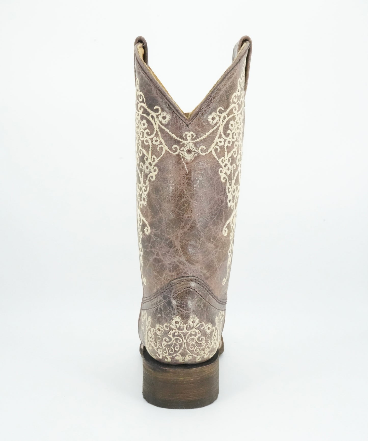 Corral Women’s Brown Bone Floral Square Toe Boot