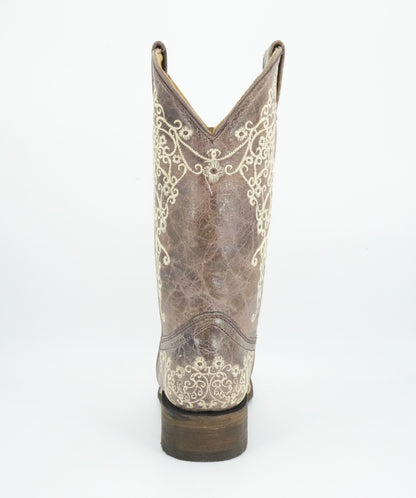 Corral Women’s Brown Bone Floral Square Toe Boot